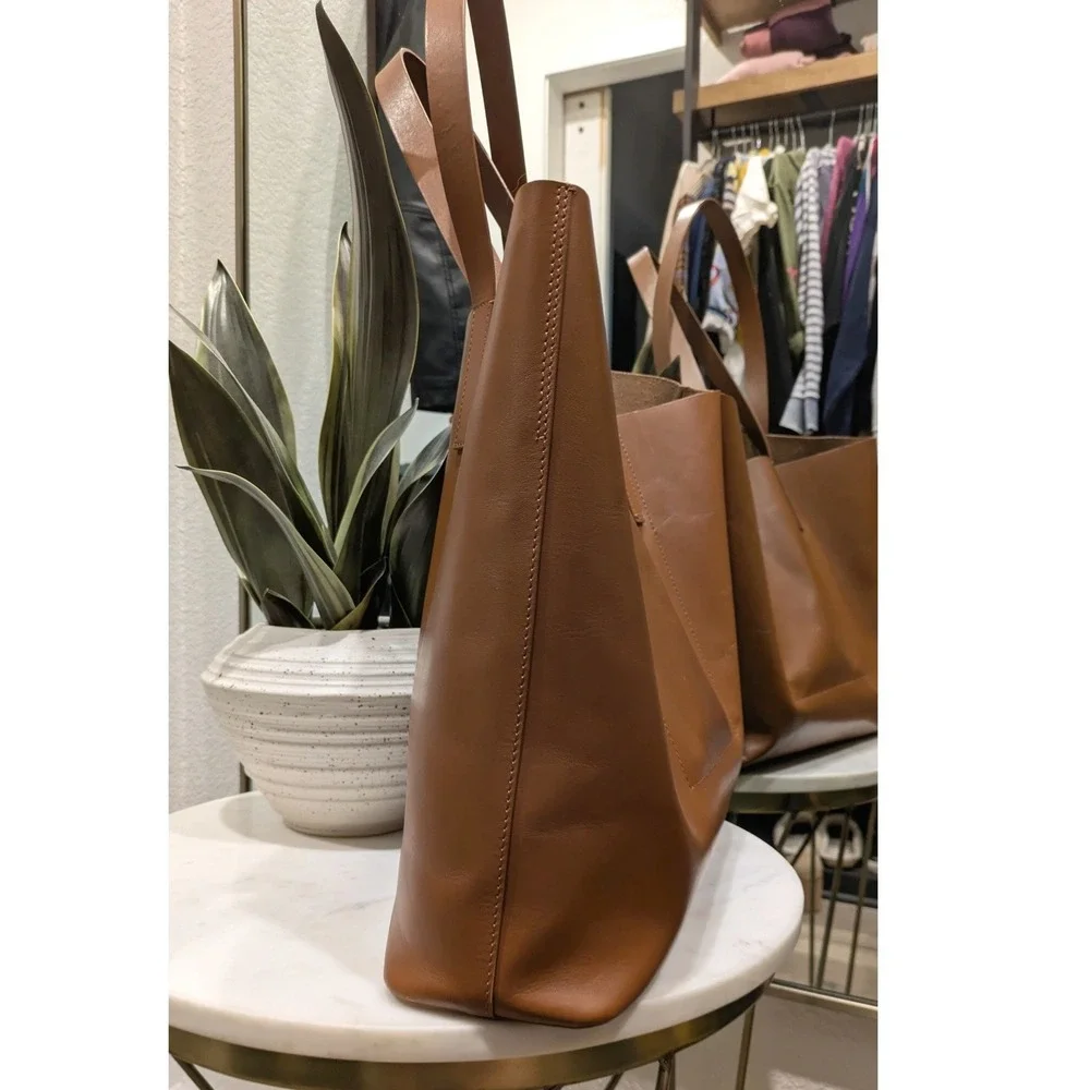 Everlane The Day Market Tote Bag Lg Cognac Brown‎ Italian Leather Minimalist